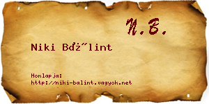 Niki Bálint névjegykártya